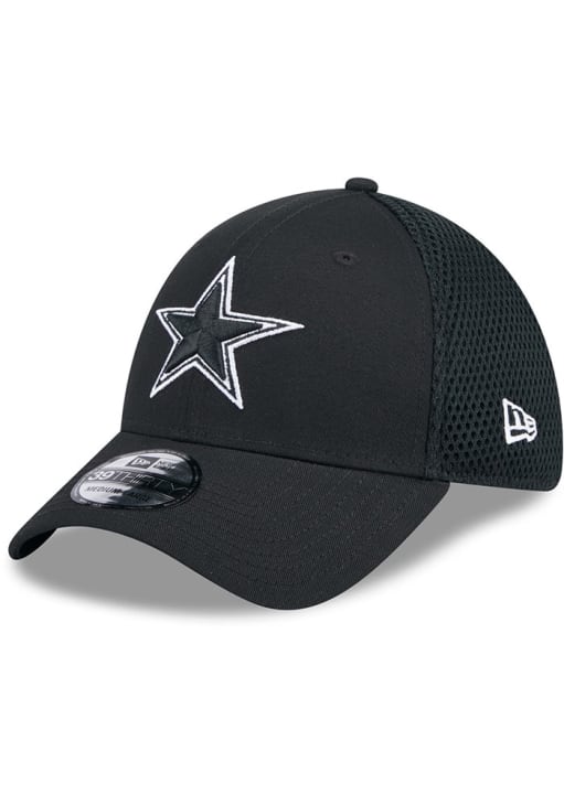 New Era Dallas Cowboys Mens Black Star Logo Evergreen Neo 39THIRTY Flex Hat