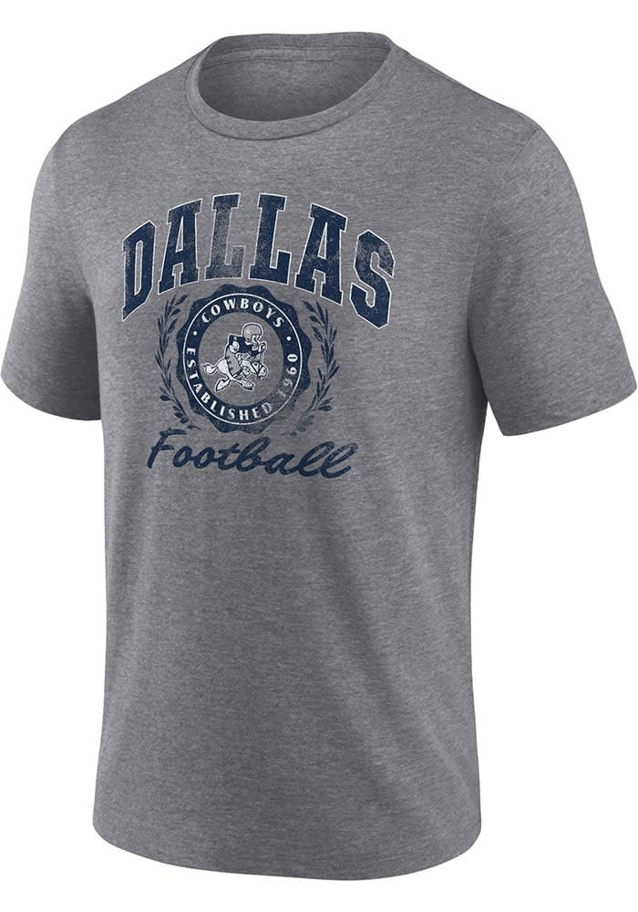 Dallas Cowboys GREY Heritage Football Seal Short Sleeve Fashion T