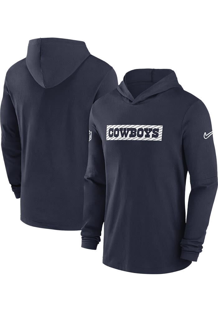 Nike Dallas Cowboys Mens NAVY Sideline Dri Fit Lightweight Hoodie