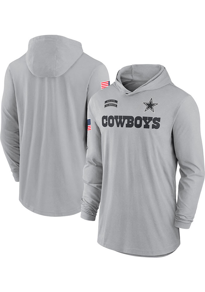 Nike Dallas Cowboys Mens GREY Salute to Service Lightweight Hoodie
