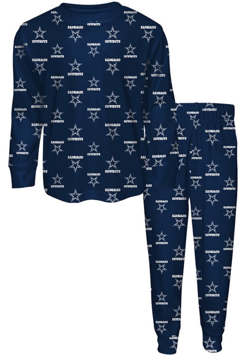 Dallas Cowboys Kids Navy Blue All Over Logo Loungewear PJ Set