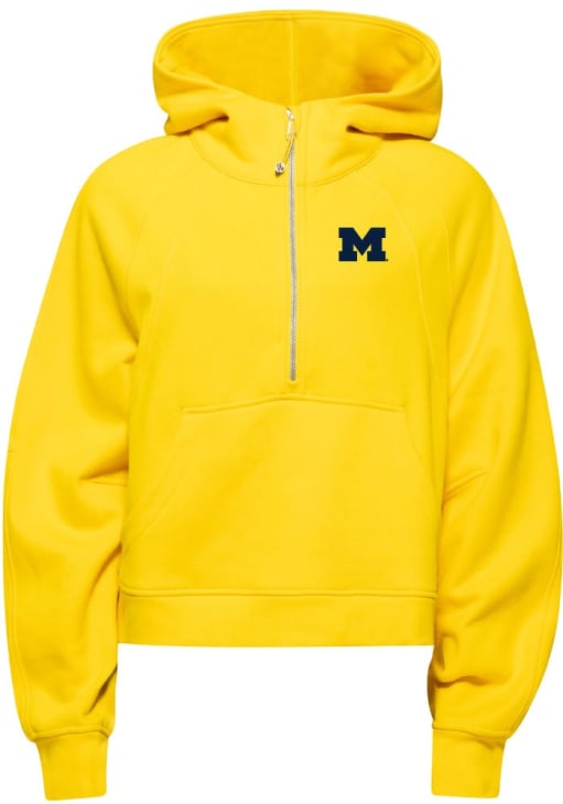Lululemon Michigan Wolverines Womens Yellow Scuba Half Zip Hooded Sweatshirt