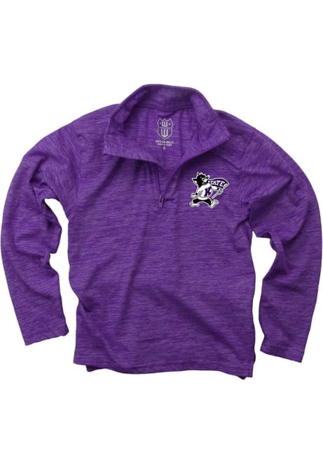 Youth K-State Wildcats Purple Wes and Willy Cloudy Yarn Long Sleeve Quarter Zip