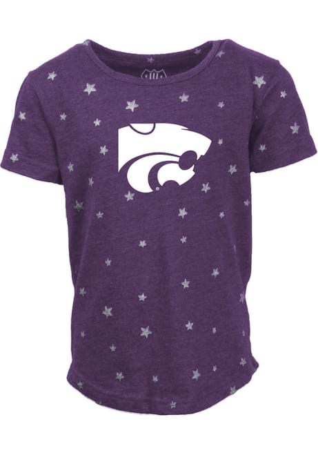 Girls K-State Wildcats Purple Wes and Willy Shimmer Star Short Sleeve Fashion T-Shirt