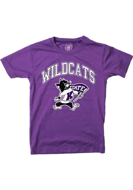 Boys K-State Wildcats Purple Wes and Willy Vintage Arch Mascot Short Sleeve T-Shirt