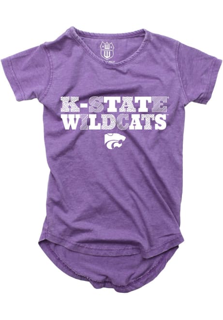Girls K-State Wildcats Purple Wes and Willy Burn Out Short Sleeve Fashion T-Shirt