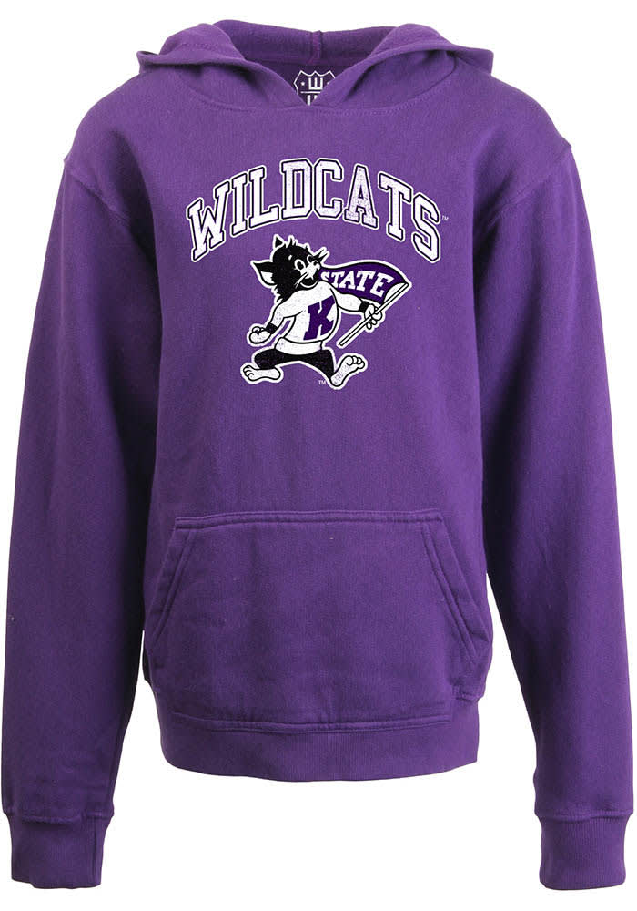 Wes and Willy KState Wildcats Boys Purple Vintage Arch Mascot Long Sleeve Hooded Sweatshirt Purple 100 Cotton Size 4 Rally House