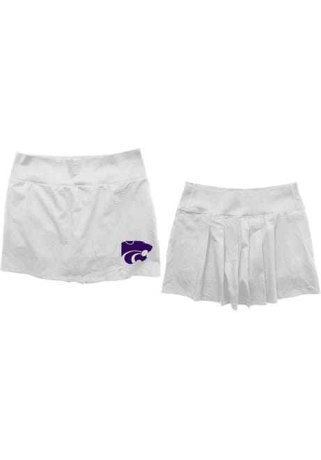 Womens K-State Wildcats White Wes and Willy Pleated Logo Skirt