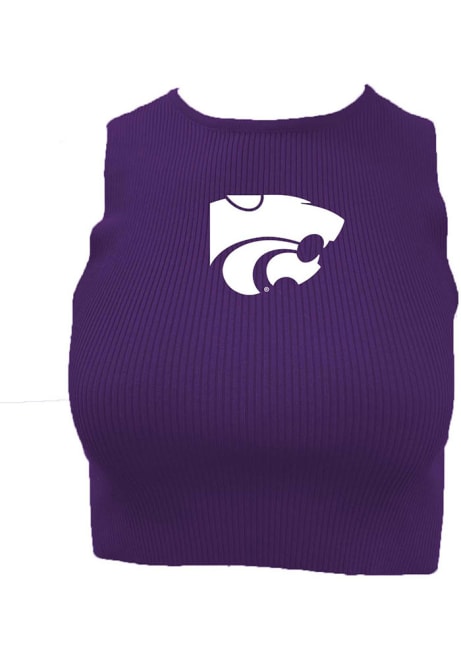 Womens K-State Wildcats Purple Wes and Willy Cropped Ribbed Tank Top