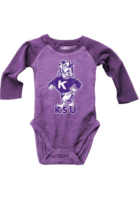 Baby K-State Wildcats Purple Wes and Willy Raglan Long Sleeve One Piece