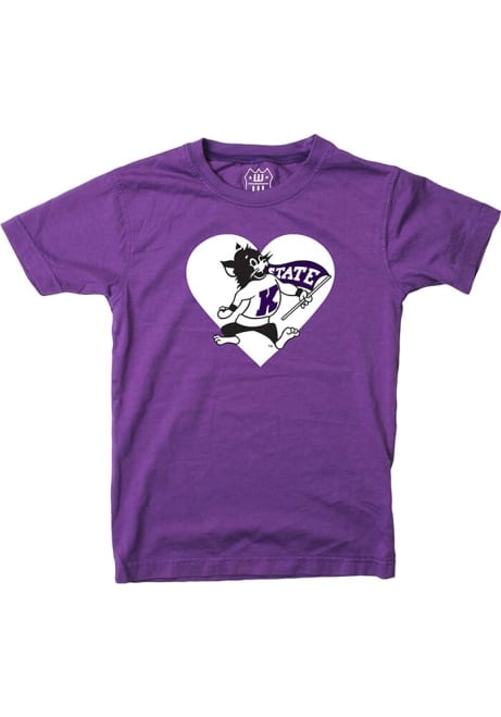 Girls K-State Wildcats Purple Wes and Willy Slub Willie Heart Short Sleeve T-Shirt