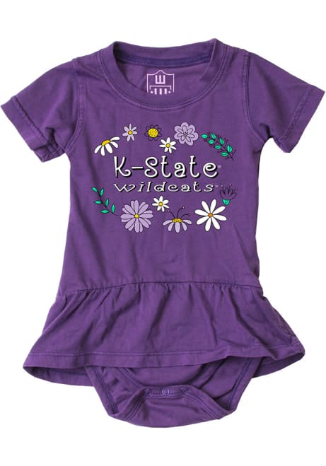 Baby K-State Wildcats Purple Wes and Willy Jersey Floral Short Sleeve One Piece