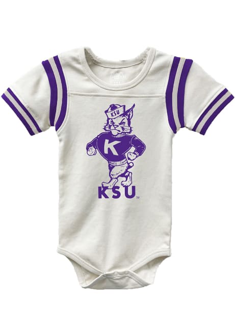 Baby K-State Wildcats White Wes and Willy Vault Raglan Short Sleeve One Piece