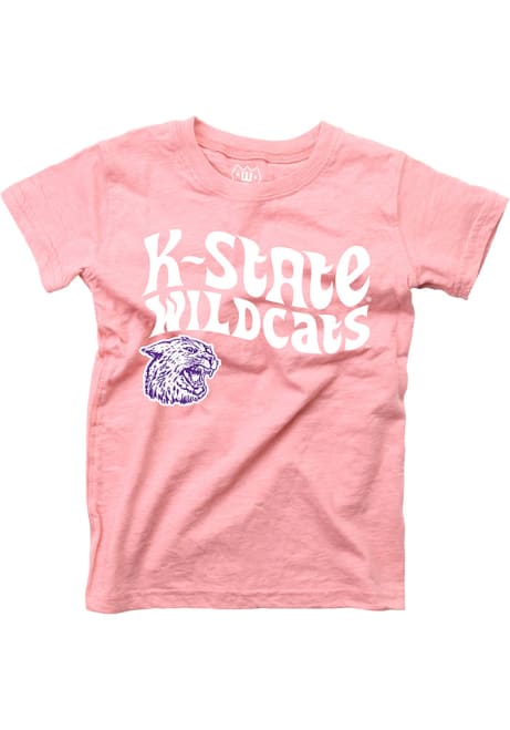 Girls K-State Wildcats Pink Wes and Willy Arch Mascot Chant Short Sleeve T-Shirt