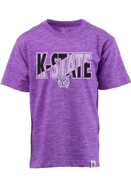 Boys K-State Wildcats Purple Wes and Willy Cloudy Yarn Block Name Short Sleeve Fashion Tee