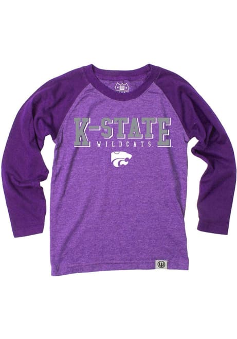 Boys K-State Wildcats Purple Wes and Willy Name Drop Raglan Long Sleeve T-Shirt