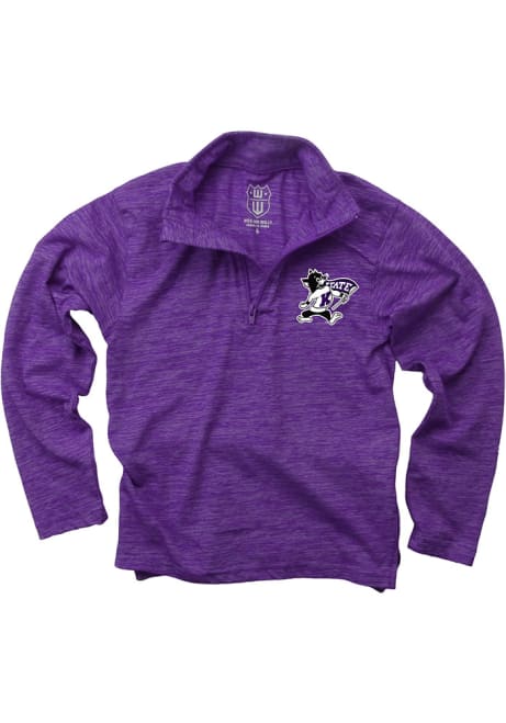 Toddler K-State Wildcats Purple Wes and Willy Cloudy Yarn Primary Long Sleeve Qtr Zip