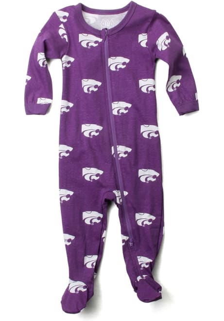 Baby K-State Wildcats Purple Wes and Willy All Over Footie Loungewear One Piece Pajamas