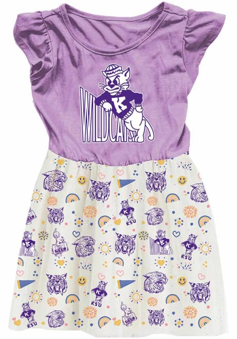 Toddler Girls K-State Wildcats Lavender Wes and Willy Princess Short Sleeve Dresses