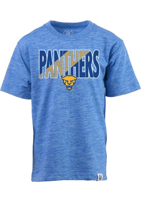 Boys Pitt Panthers Blue Wes and Willy Cloudy Yarn Block Name Short Sleeve Fashion Tee