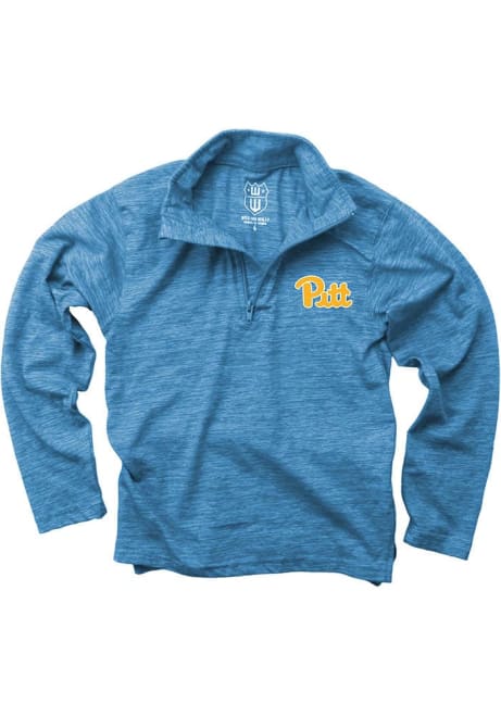 Toddler Pitt Panthers Blue Wes and Willy Cloudy Yarn Primary Long Sleeve Qtr Zip