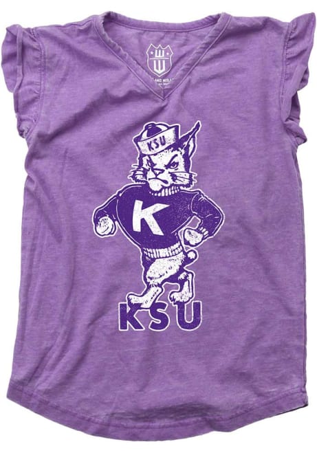 Toddler Girls K-State Wildcats Purple Wes and Willy Ruffle Vault Short Sleeve T-Shirt