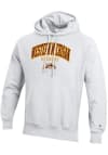 Main image for Mens Western Michigan Broncos White Champion Arch Mascot Logo Reverse Weave Hooded Sweatshirt