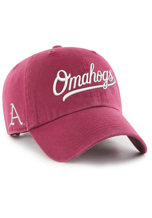 47 Arkansas Razorbacks Omahogs Ballpark Script Shot Clean Up Adjustable Hat - Crimson