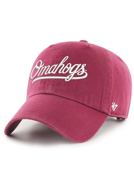 47 Arkansas Razorbacks Omahogs Ballpark Script Shot Clean Up Adjustable Hat - Crimson