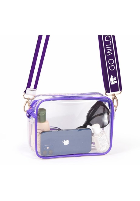 Patterned Shoulder Strap with K-State Wildcats Clear Bag - Purple