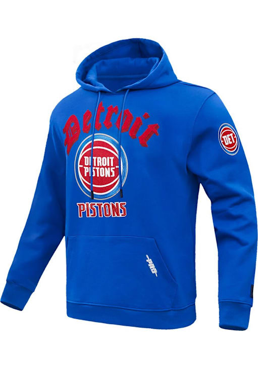 Pro Standard Detroit Pistons Mens Blue Old English Long Sleeve Hoodie