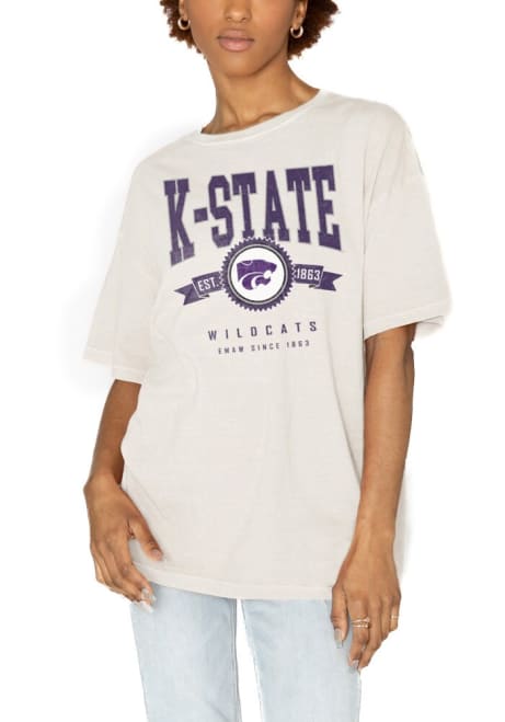 K-State Wildcats Ivory Gameday Couture Oversized Vintage Short Sleeve T-Shirt