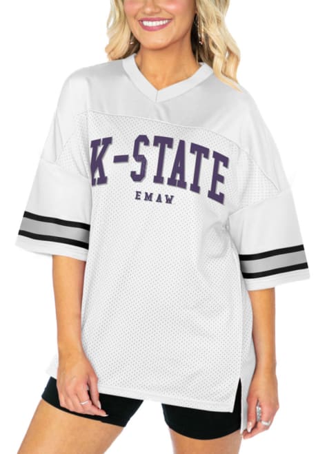 Womens K-State Wildcats White Gameday Couture Oversized Bling Jersey Fashion Football