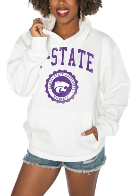 Womens K-State Wildcats White Gameday Couture Premium Fleece Hooded Sweatshirt