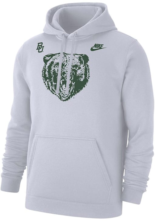 Nike Baylor Bears Mens White Football Growling Bear Hoodie 4300375