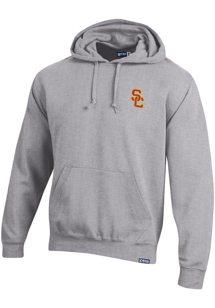 Mens USC Trojans Grey Gear for Sports Big Cotton Hooded Sweatshirt