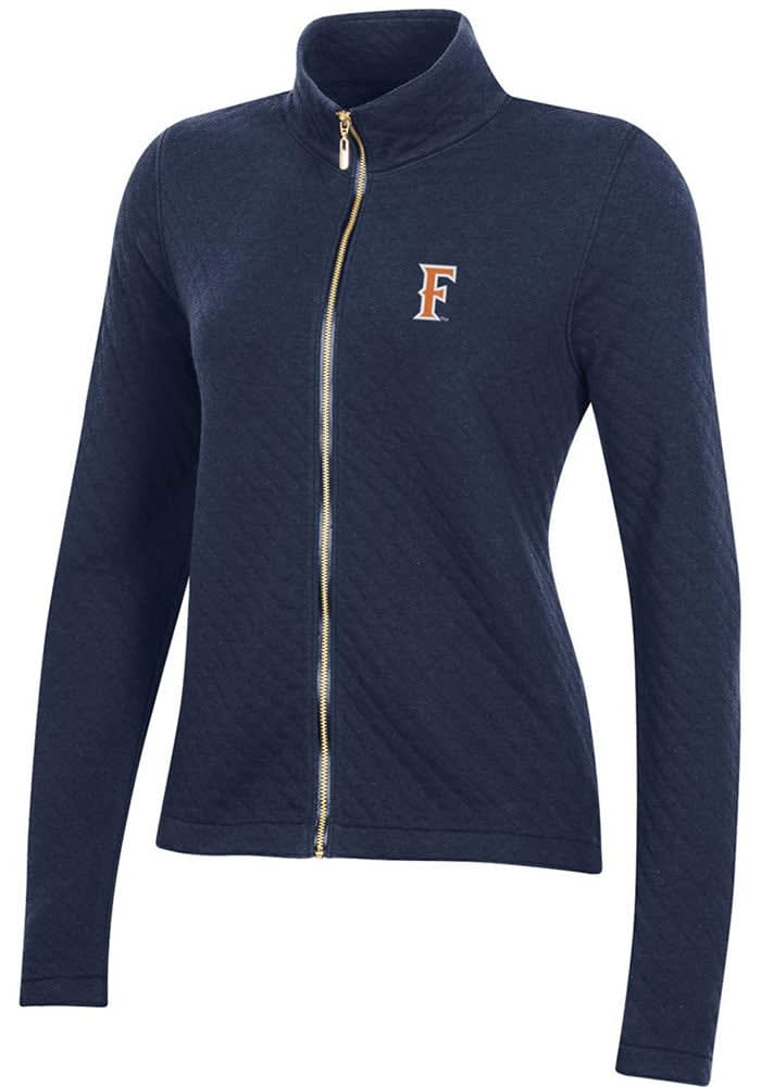 Cal State Fullerton Titans Gear for Sports Womens NAVY Relaxed Quilted Long Sleeve Full Zip