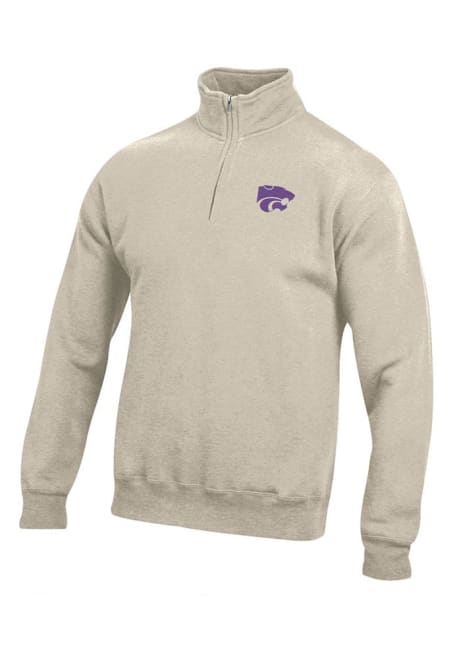 Mens K-State Wildcats Oatmeal Gear for Sports Big Cotton Qtr Zip Pullover