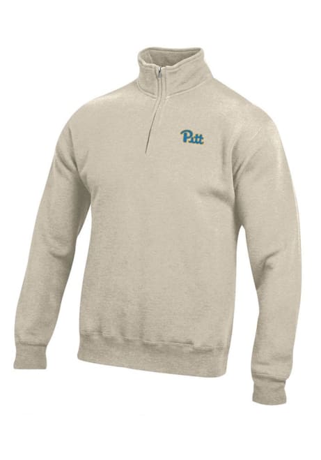 Mens Pitt Panthers Oatmeal Gear for Sports Big Cotton Qtr Zip Pullover