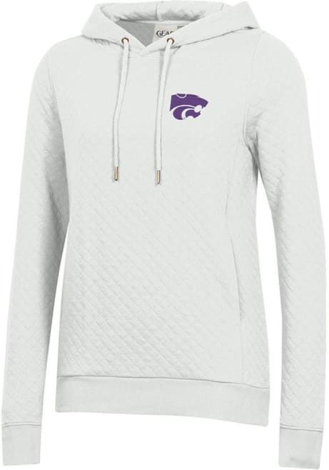 Womens K-State Wildcats White Gear for Sports Relaxed Quilted Hooded Sweatshirt