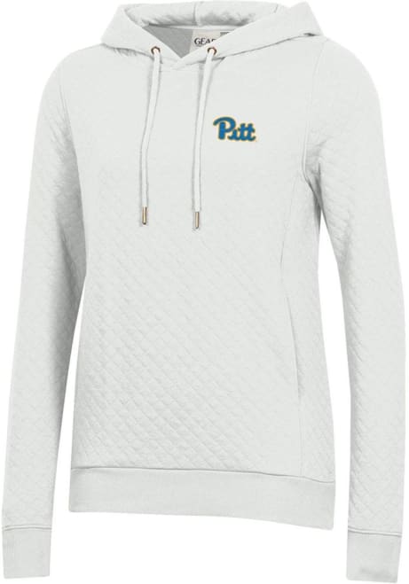 Womens Pitt Panthers White Gear for Sports Relaxed Quilted Hooded Sweatshirt