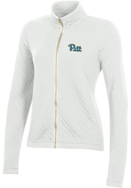 Womens Pitt Panthers White Gear for Sports Relaxed Quilted Long Sleeve Full Zip Jacket