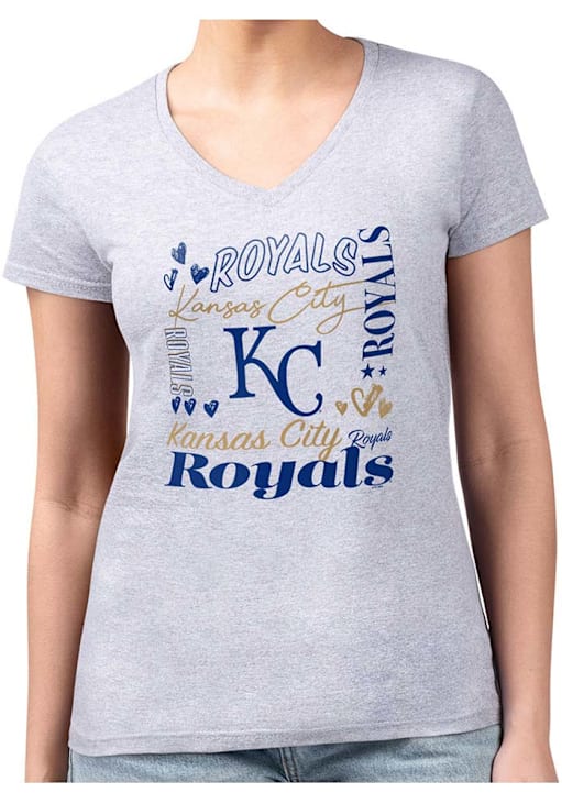 4Her Kansas City Royals Womens HEATHER GREY Collage Fitted Design