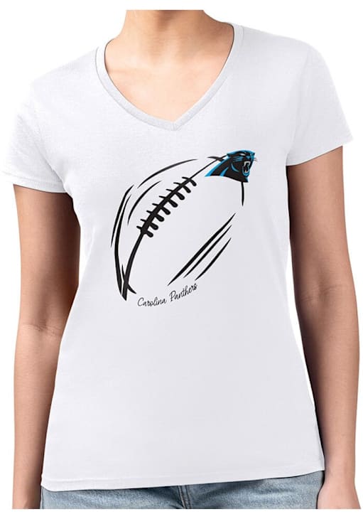 4Her Carolina Panthers Womens White Subtle Football Fitted Design
