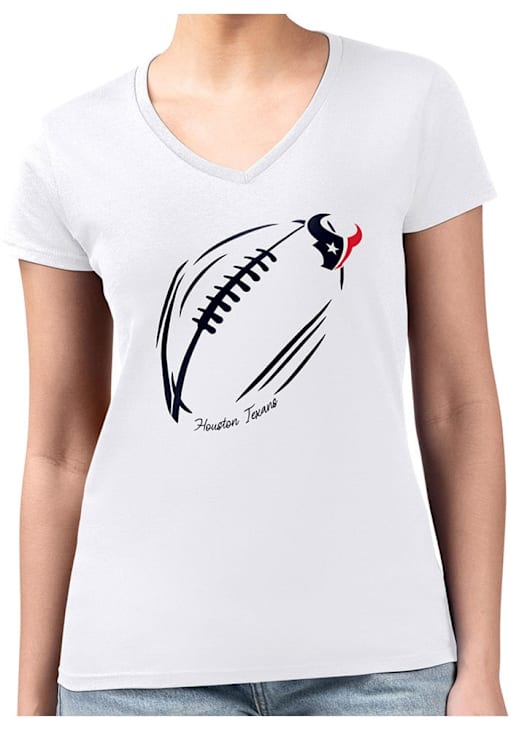 4Her Houston Texans Womens White Subtle Football Fitted Design T