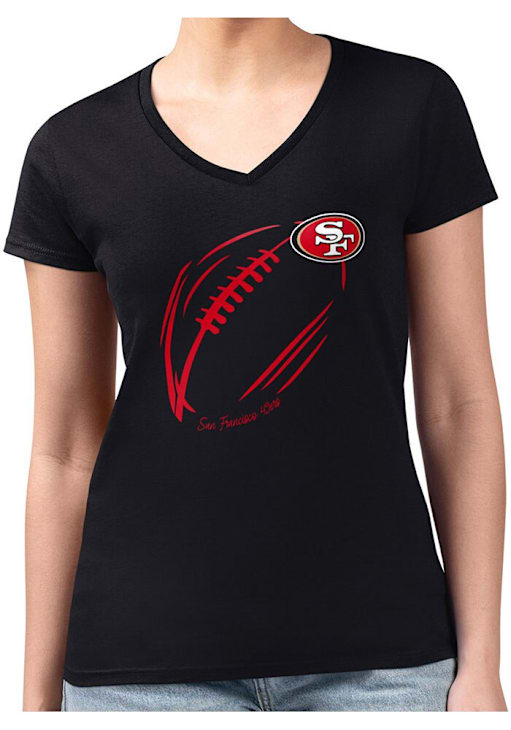 4Her San Francisco 49ers Womens BLACK Subtle Football Fitted