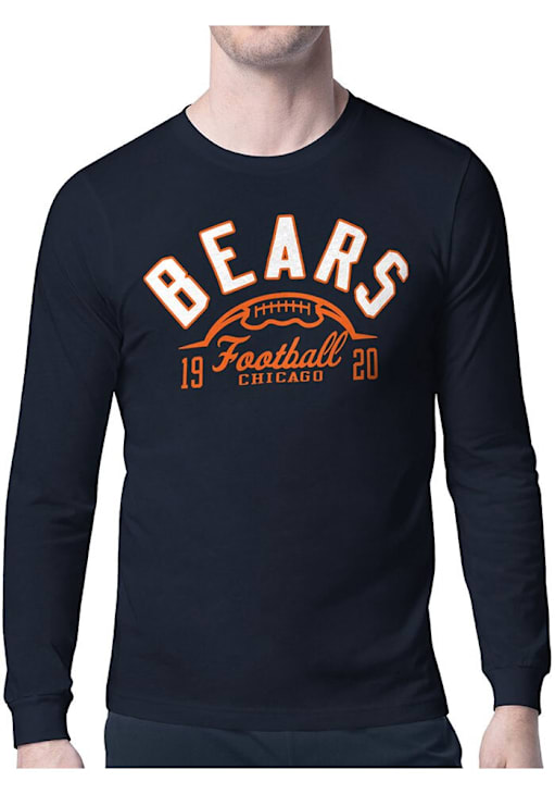 Starter Chicago Bears Half Ball Long Sleeve T Shirt NAVY 43440089