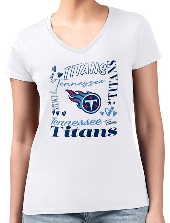 4Her Tennessee Titans Womens White Collage Fitted Design T-Shirt