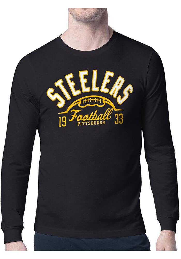 Starter Pittsburgh Steelers Half Ball Long Sleeve T Shirt BLACK