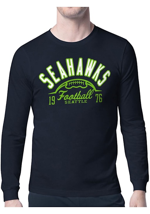 Starter Seattle Seahawks Half Ball Long Sleeve T Shirt NAVY 43440140